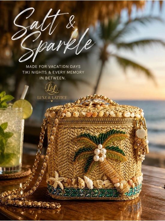 LUXE & LATTICE Handbags - SOLD-Salt & Sparkle Palm Paradise unique Crossbody Bag-